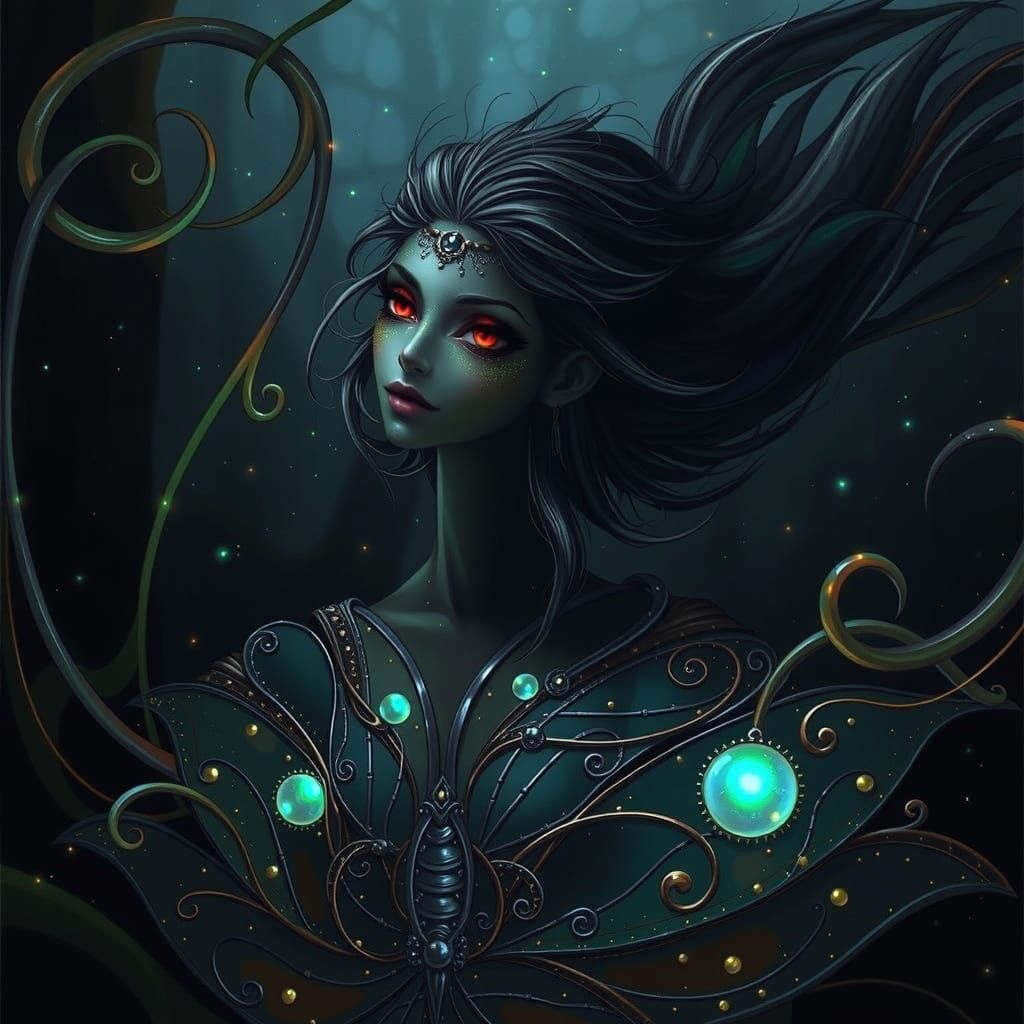 Ethereal Fae Maiden in Art Nouveau Style