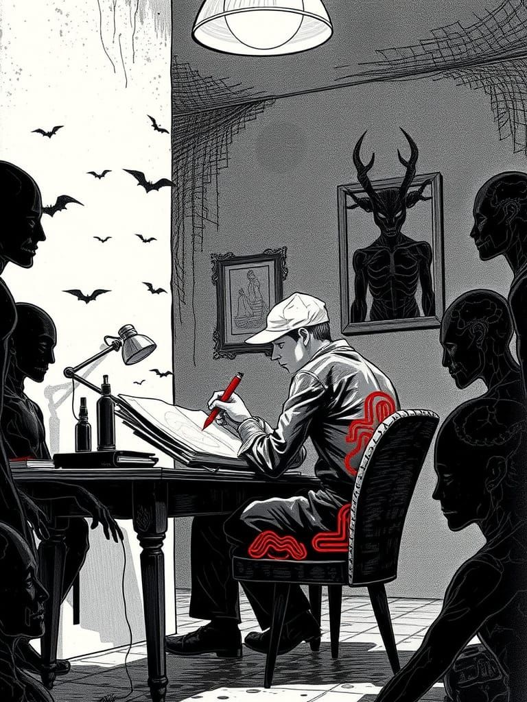 Artist in a Maze of Recursive Silhouettes