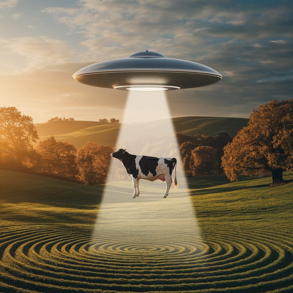 Flying Saucer Abduction in Gregory Crewdson Style