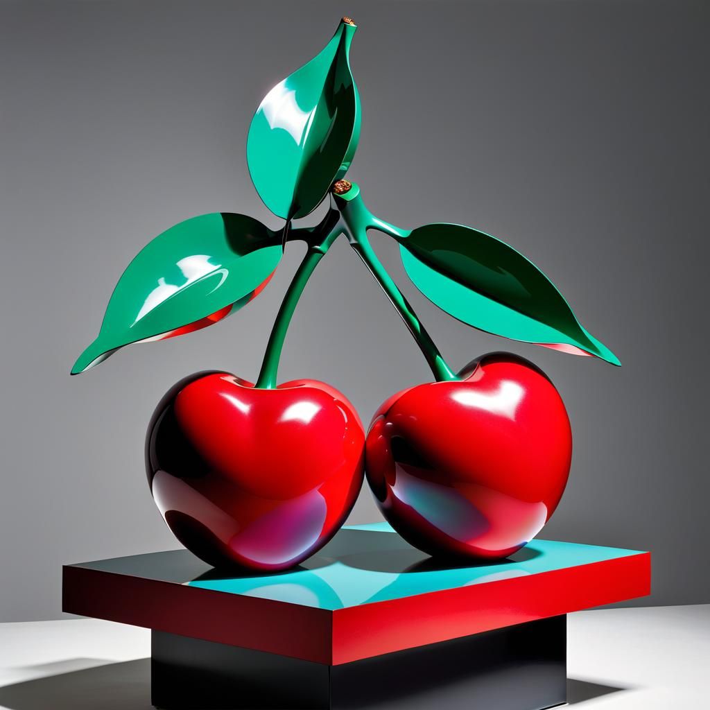 Oversized Cherries in Pop Art Style