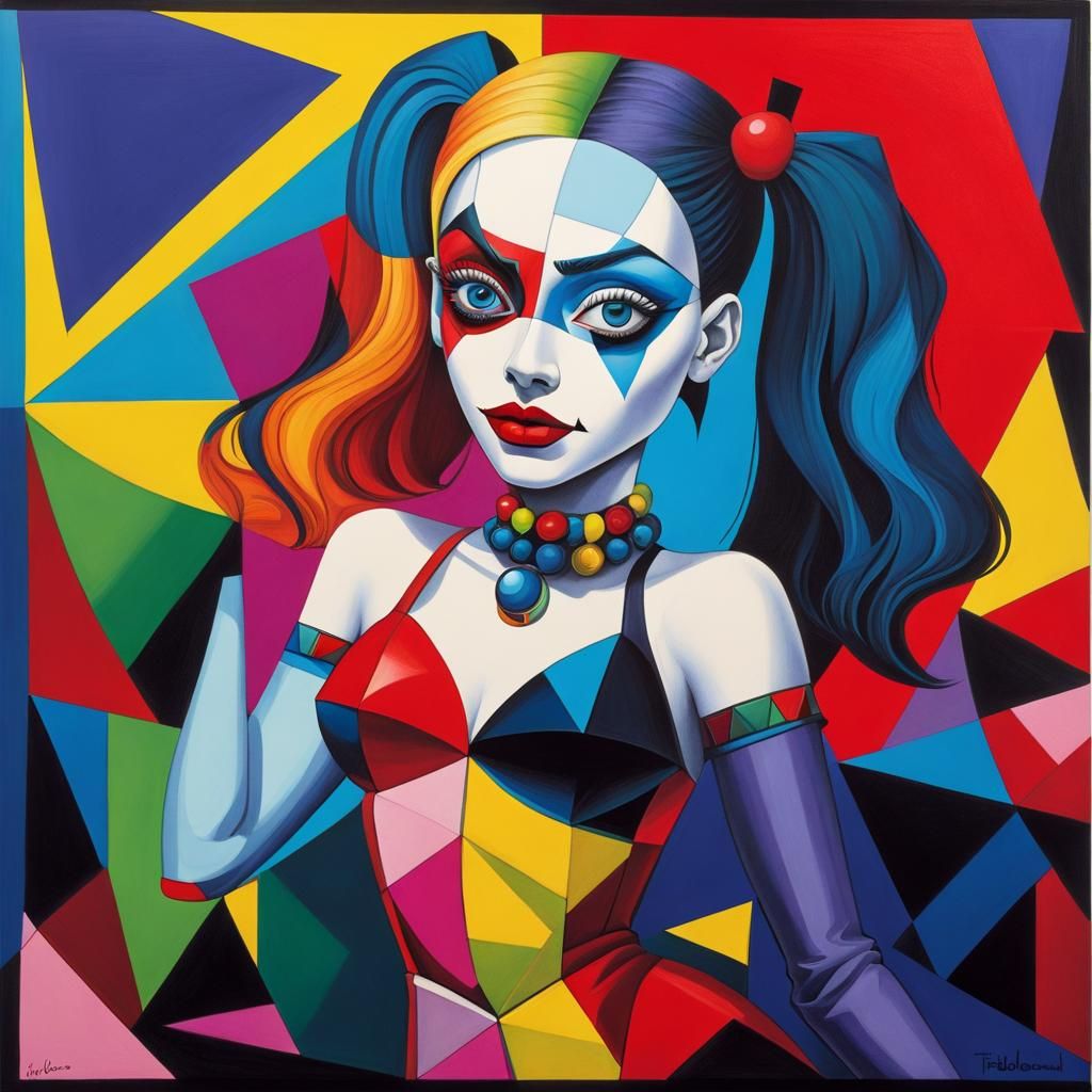 Harley Quinn in Cubist Surrealism Style