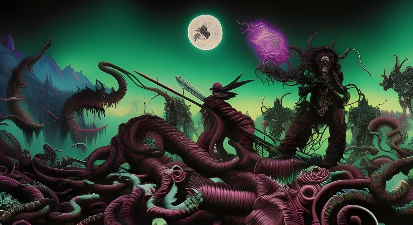 Eldritch Invasion: A Hyperrealistic Horror Scene