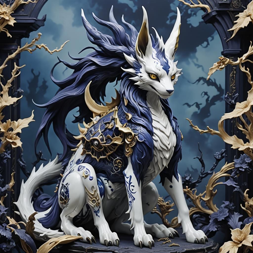 Demonic Porcelain Entity in Dark Fantasy Style