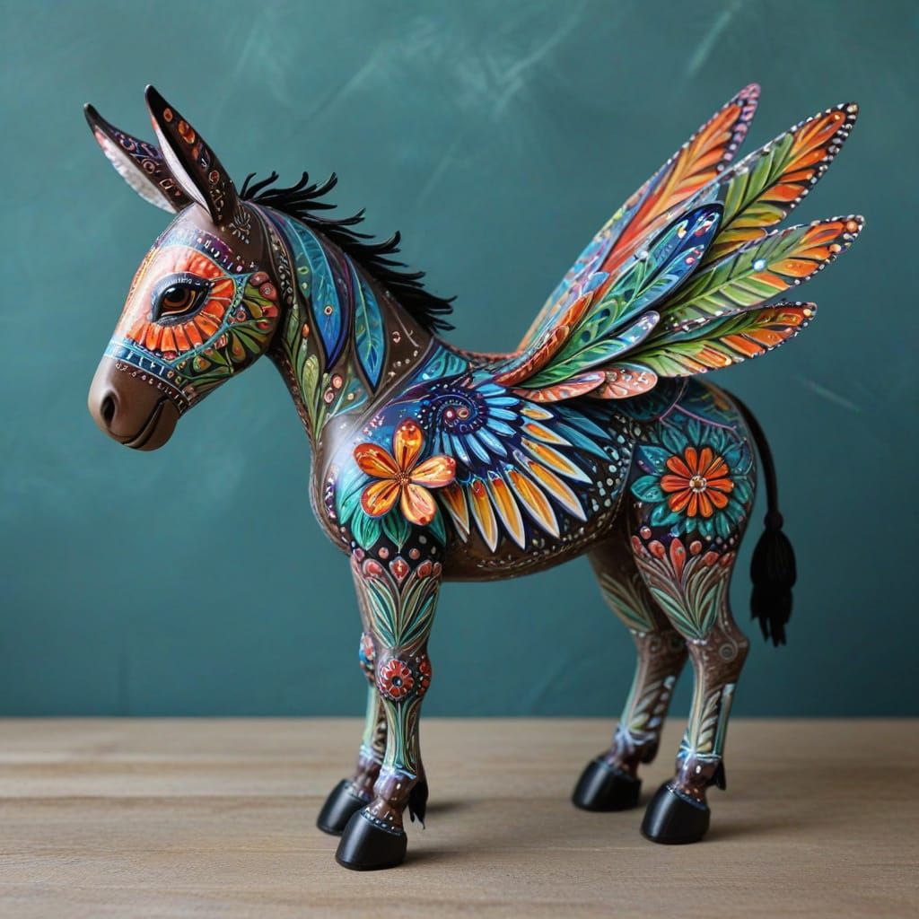 Whimsical Donkey Butterfly Wings Alebrije