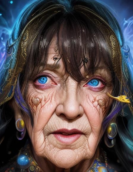 Vibrant Fantasy Art of an Old Woman Priestess