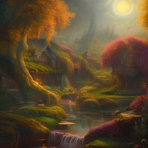 English Farmyard Scene in Hyperdetailed Digital Art