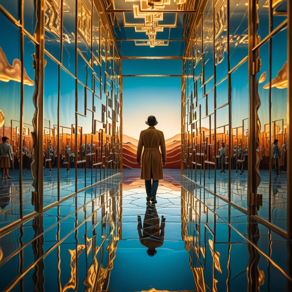 Surreal Mirror Maze Inspired by Salvador Dali