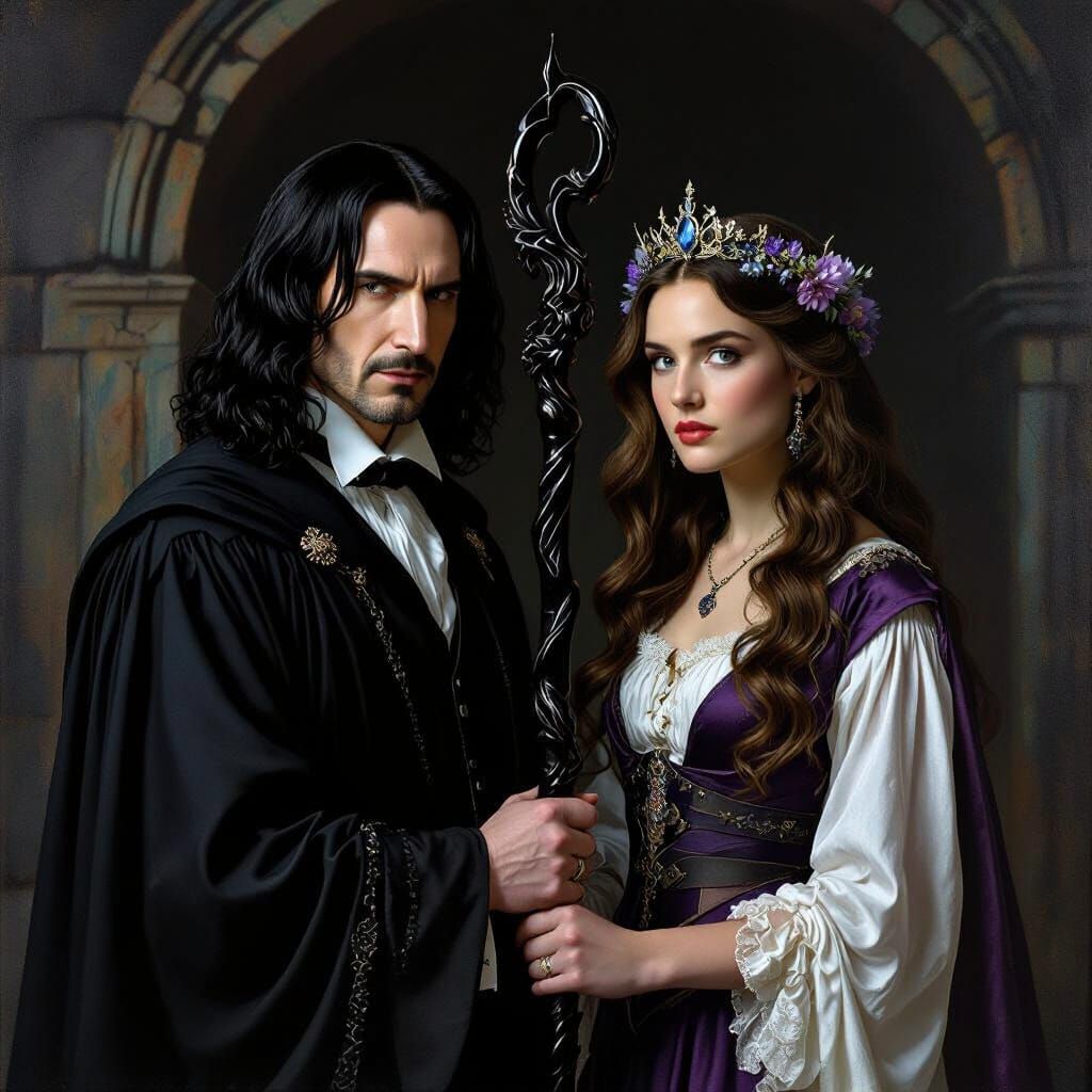 Snape as Hades, Hermione as Persephone in Grecian Style