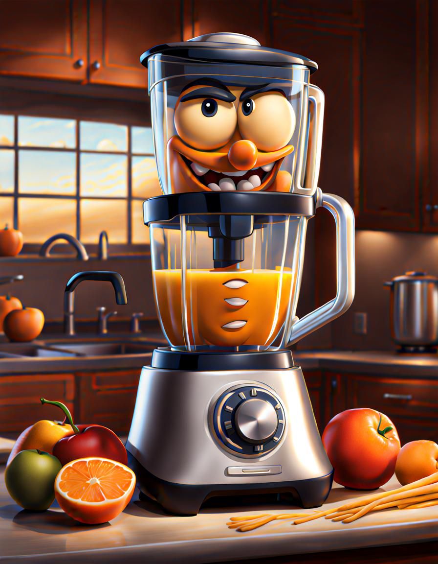 Evil Grin on Goofy Cartoon Blender