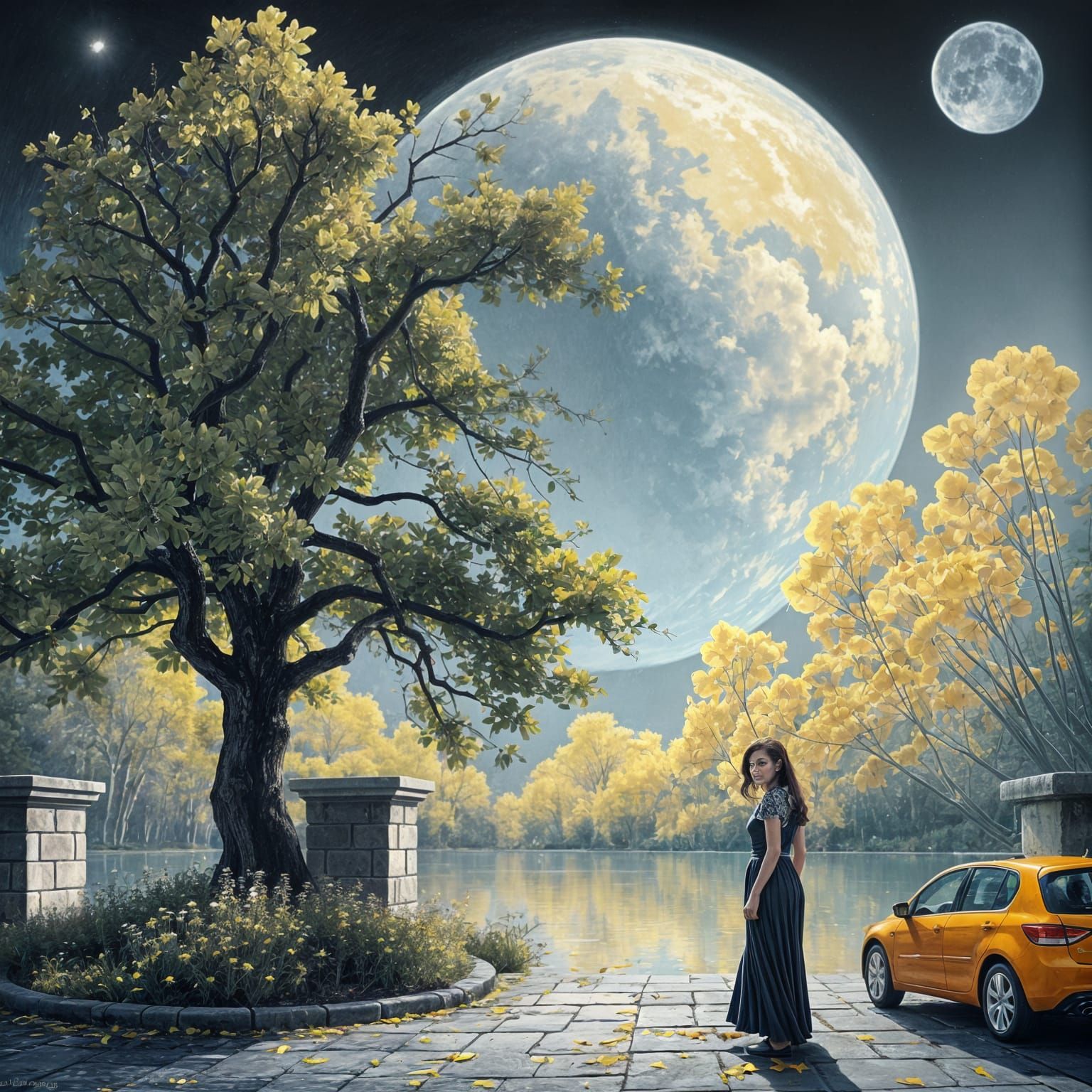 Sunny Yellow Monochromatic Dreamscape in Vibrant Art Style