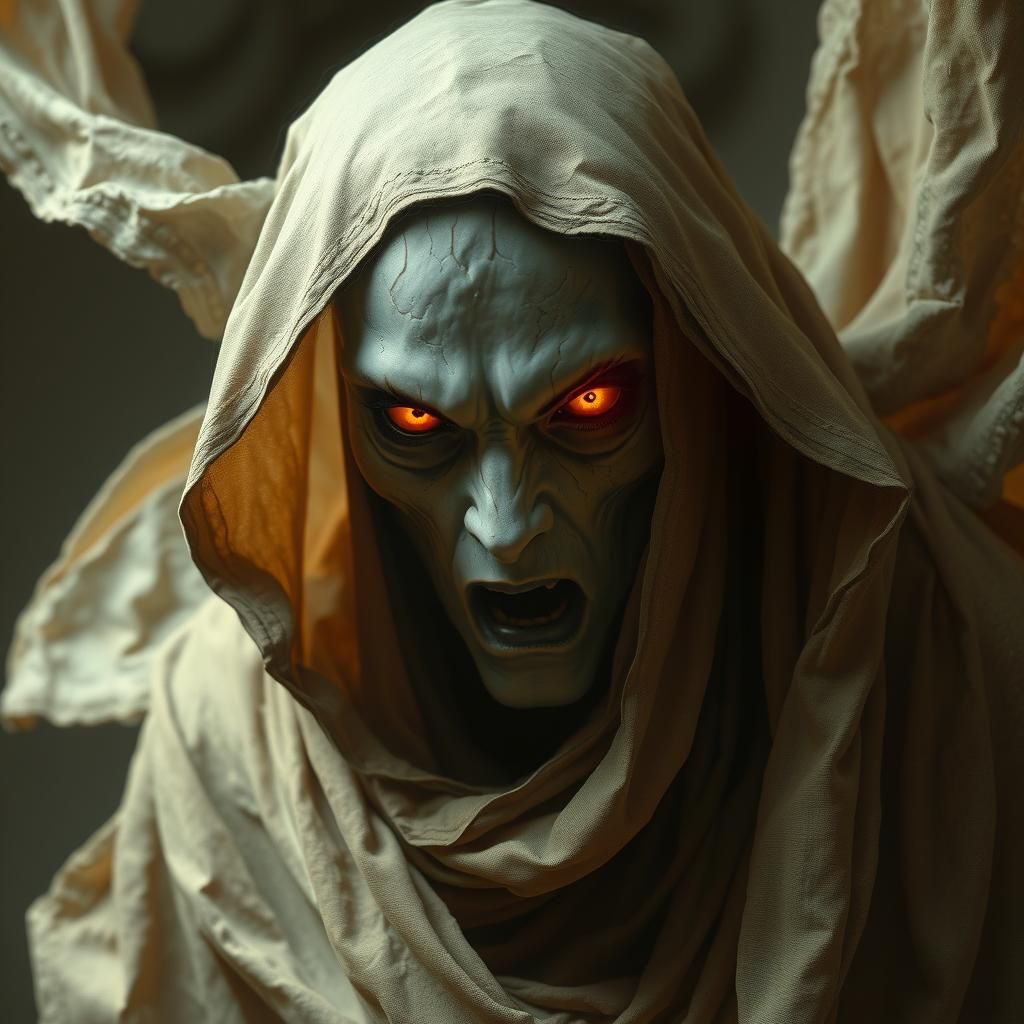 Ethereal Sepia Apparition in Art Nouveau Style