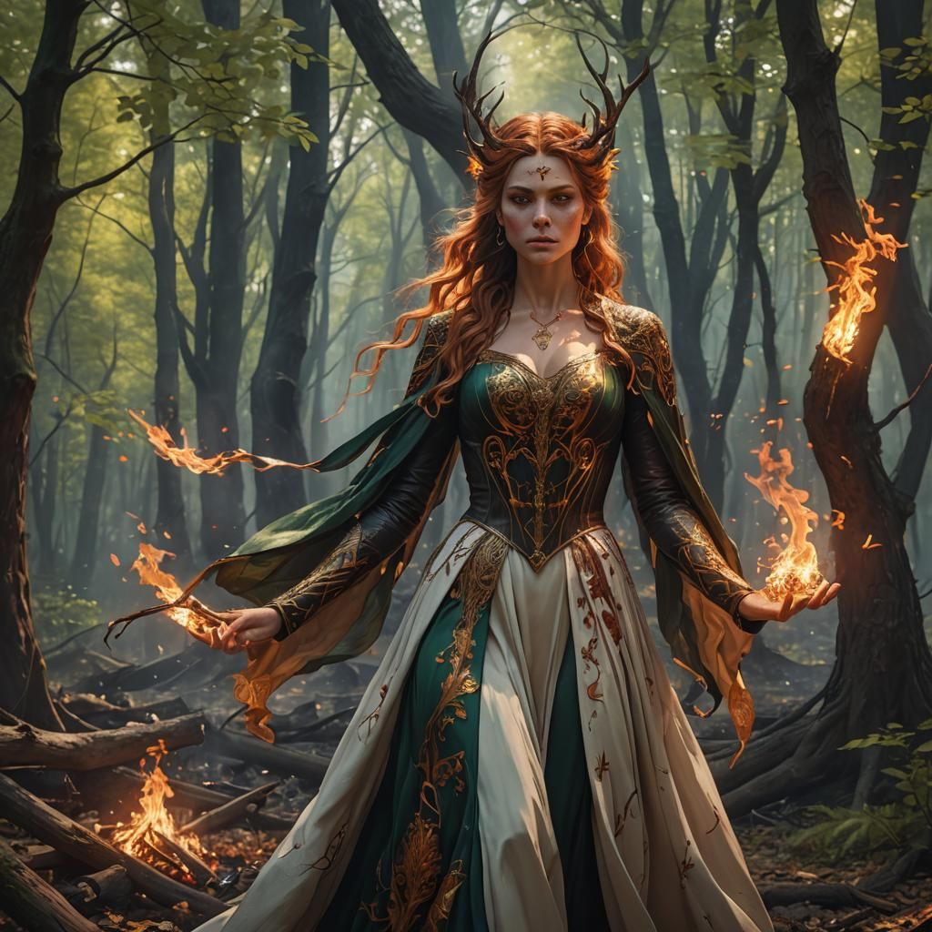 Sacred Wicca Ritual in a Moonlit Forest Glade