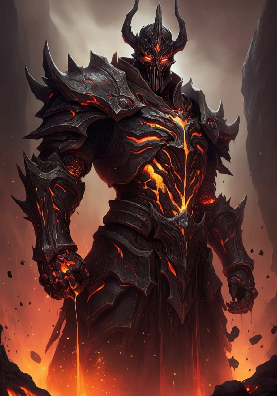 Dark Lord in Lava Armor Fantasy Portrait