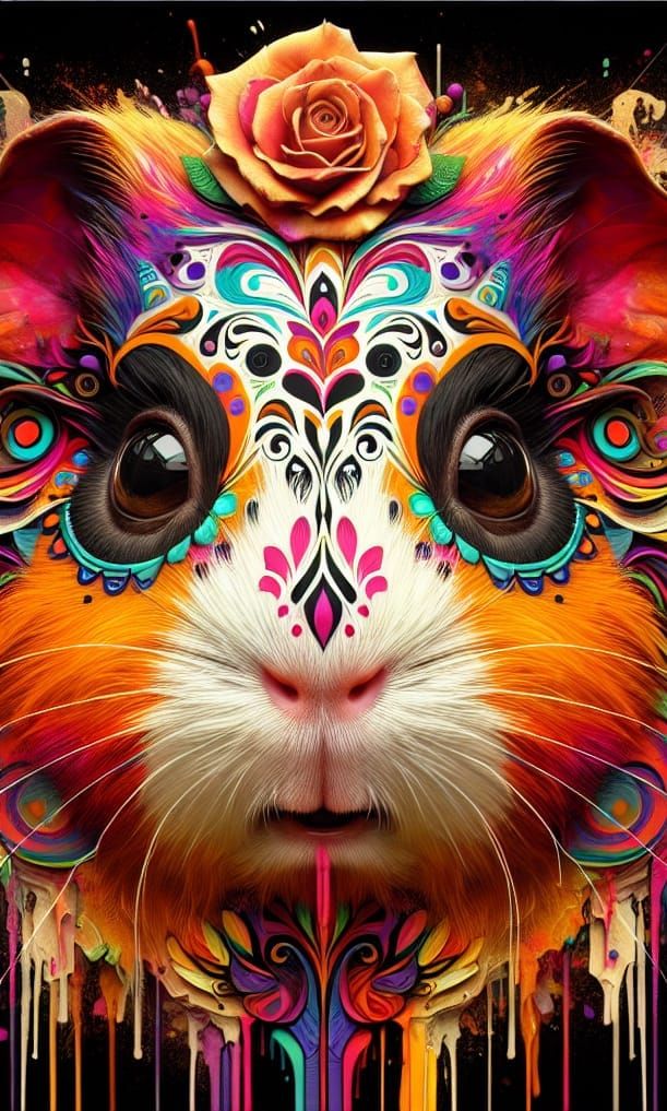 Guinea Pig with Día de los Muertos Face Paint