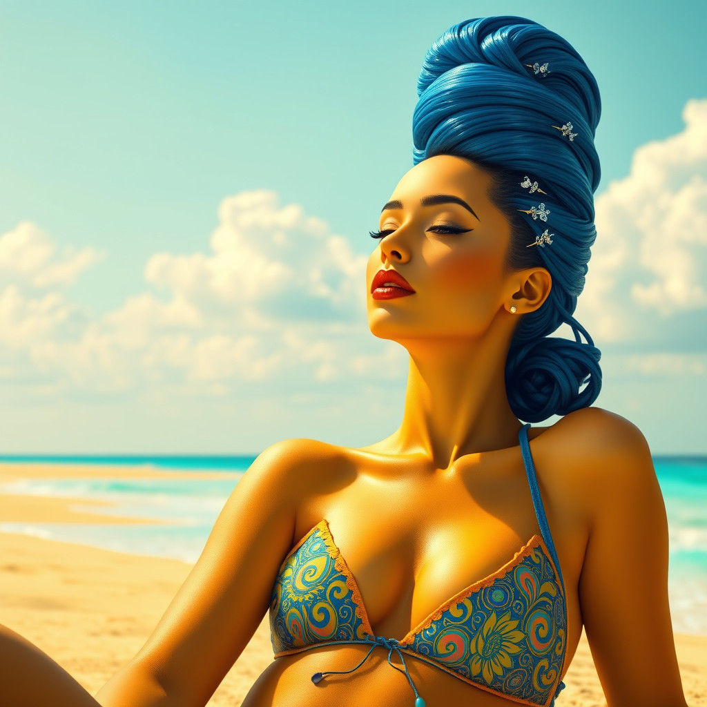 marge simpson on a beach