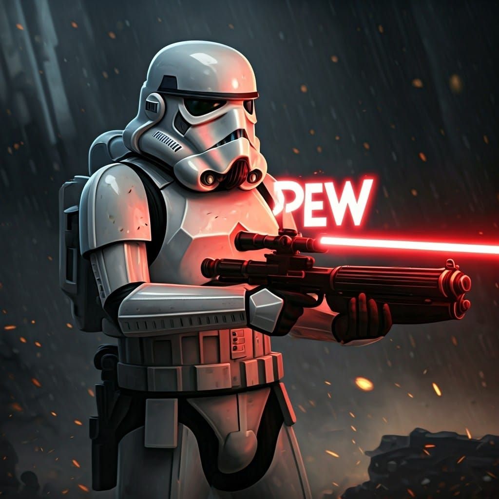 Stormtrooper Blaster Action in Futuristic Style