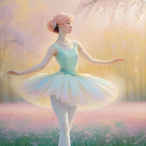 Ethereal Ballet Dancer in Pastel Fauvism Style