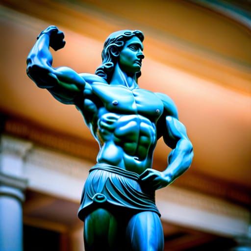 Celtic Barbarian Statue in Granite and Alabaster