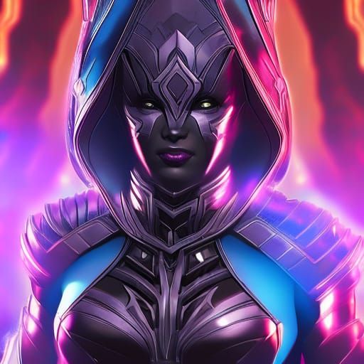 Nebula-esque Astral Queen: Holographic Cosmic Illustration