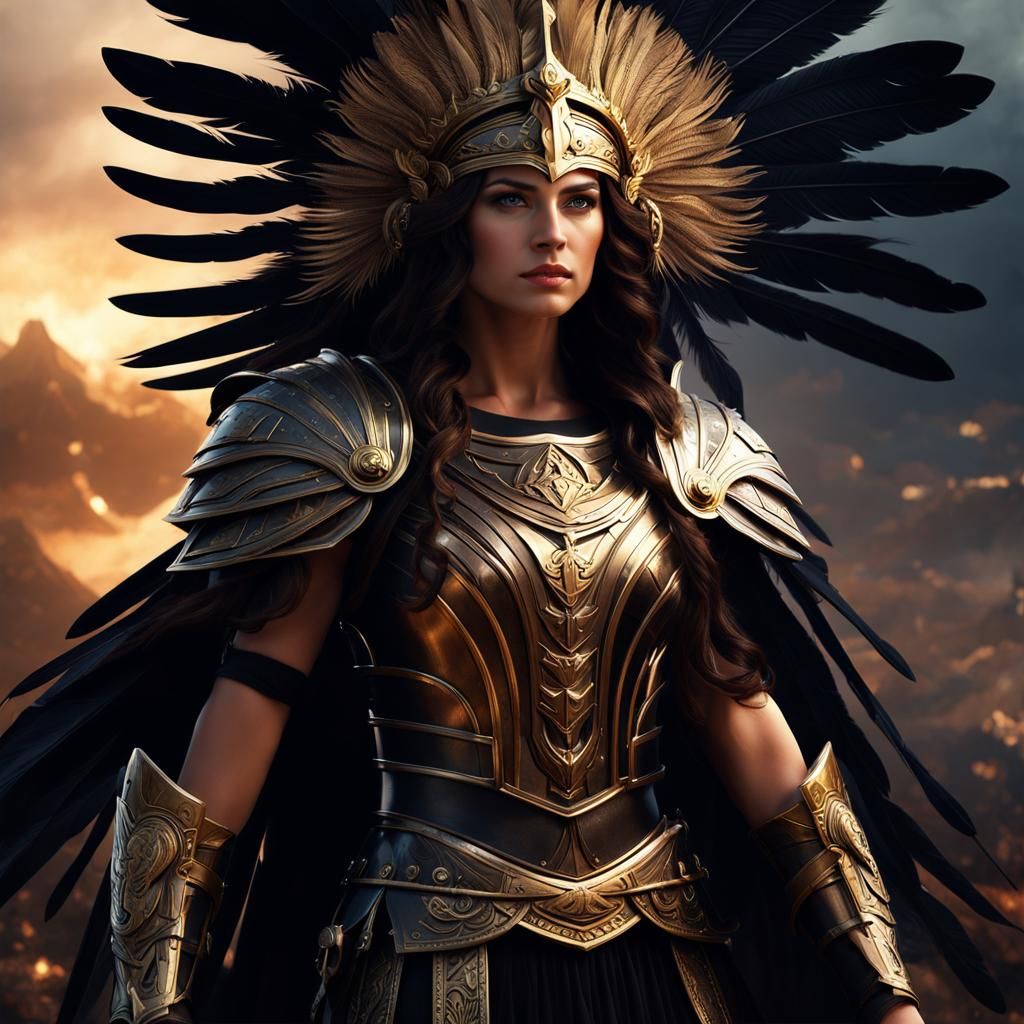 Athena, Greek Goddess of War in Detailed Matte Painting