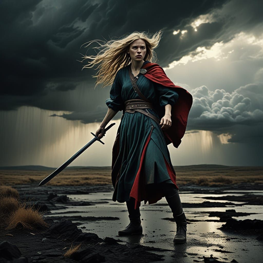 Amazon Warrior Princess in Fierce Battle Stance