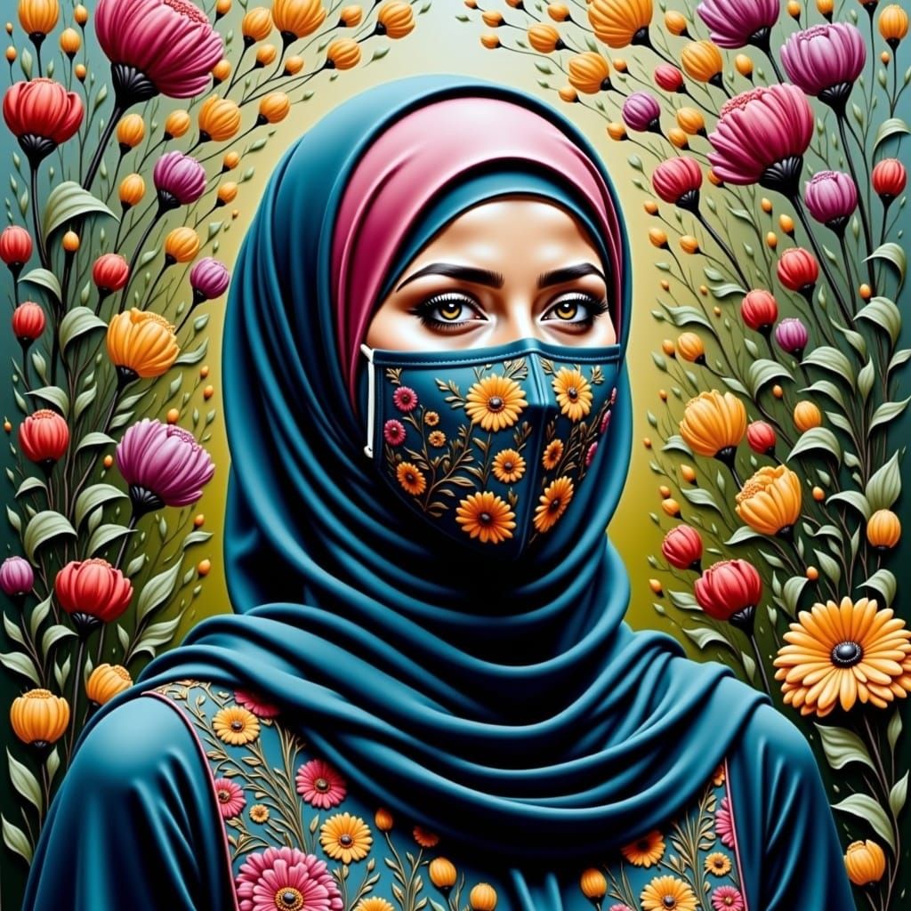 Mystic Garden: Portrait of Woman in Hijab
