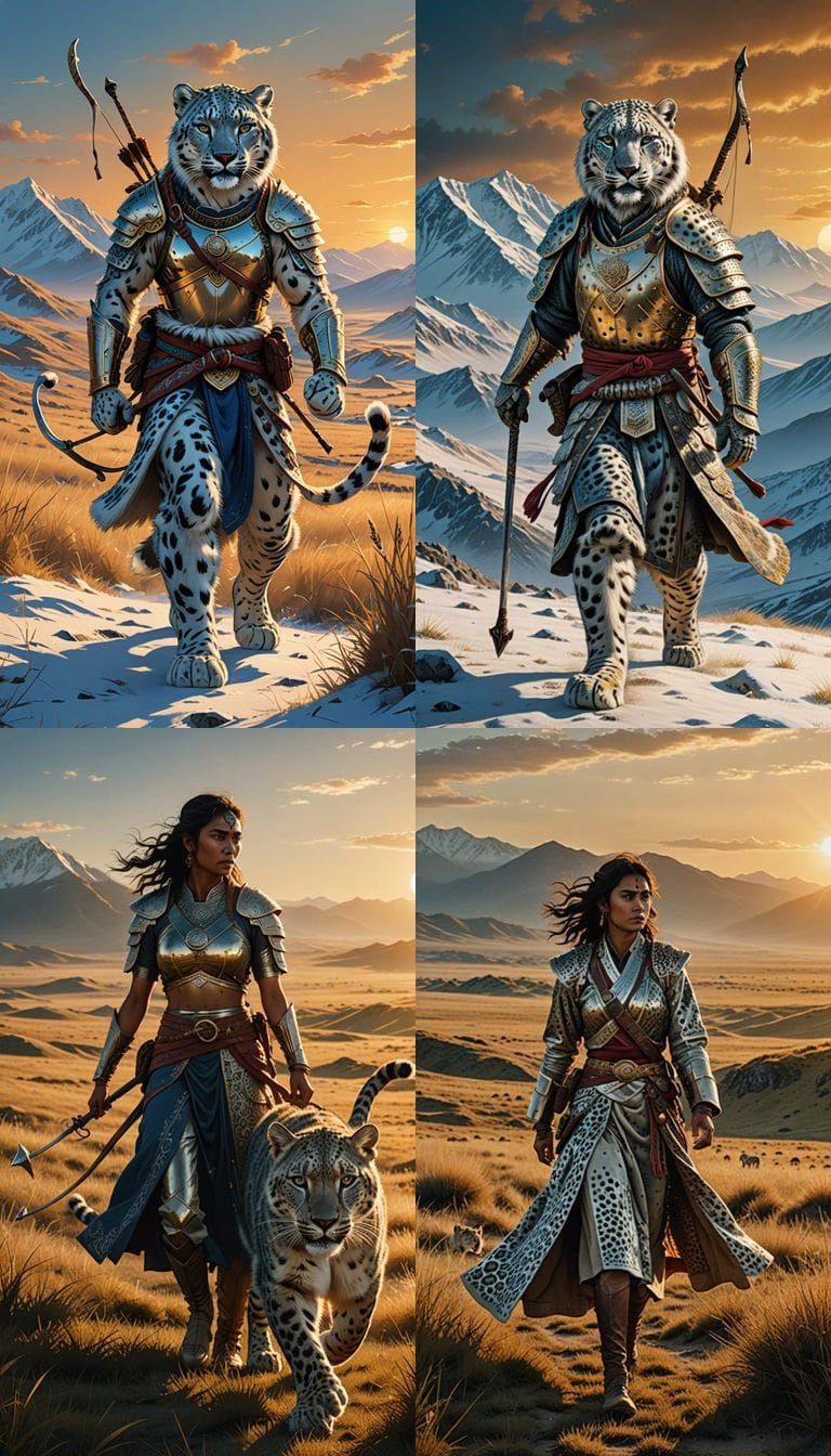 Fierce Indian Warrior Woman Strides Across Vast Steppe in Tr...