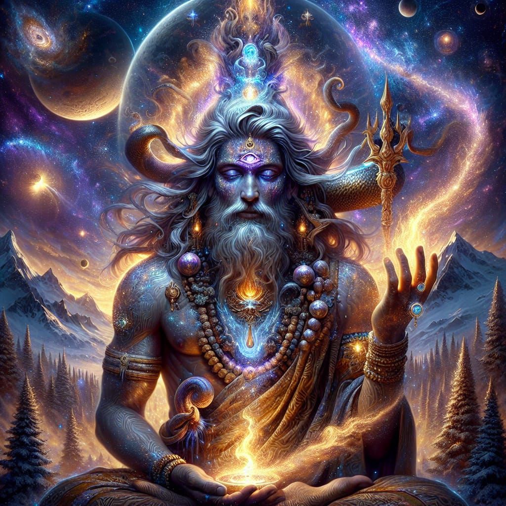 Divine Lord Shiva Radiates Cosmic Energy in Majestic Form