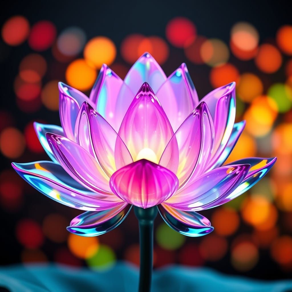 Crystalline Lotus Flower in Vibrant Colors