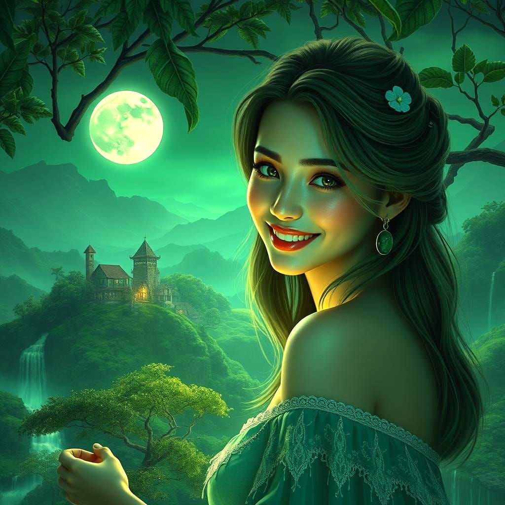 Stunning Woman with Smile in Green Village