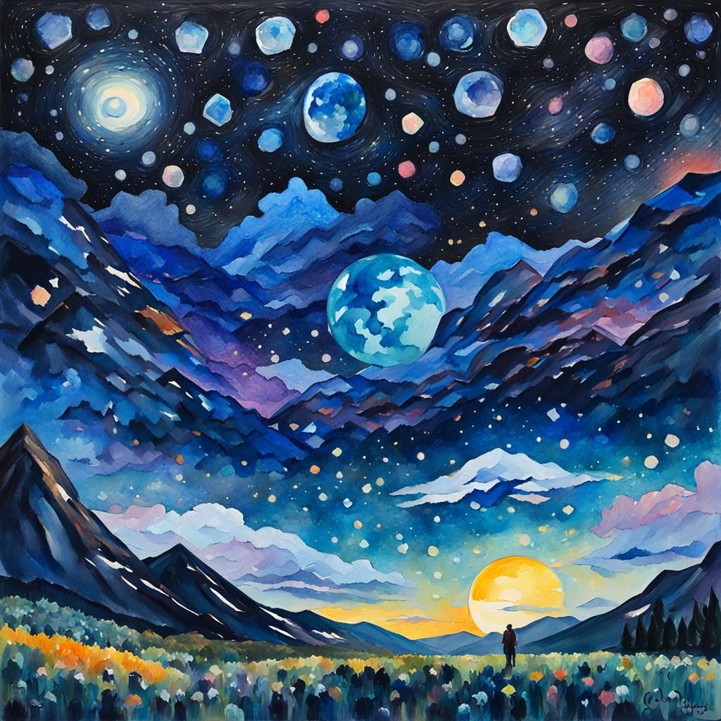 Coal as Starry Sky: Gouache Impressionist Masterpiece
