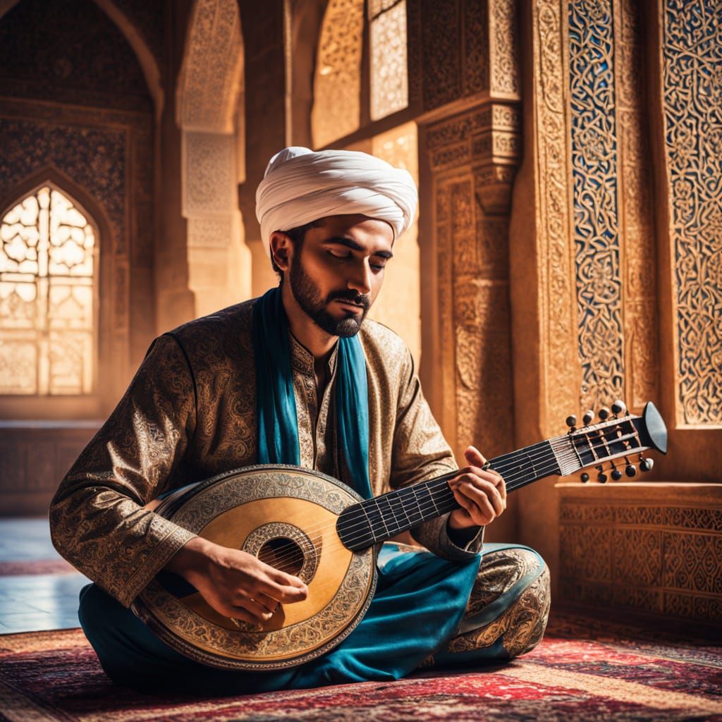 Arabic Music Portraiture in Warm, Golden Tones