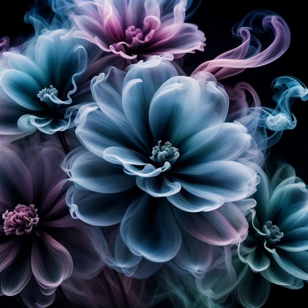 Ethereal Smoke Flowers in a Fantasy Art Style