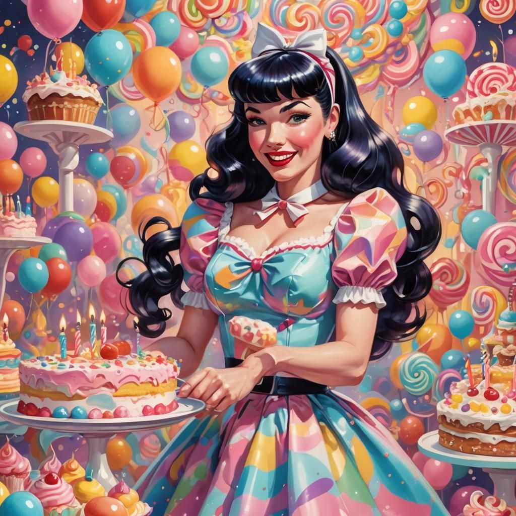Bettie Page in Candyland: 3D Anime Art