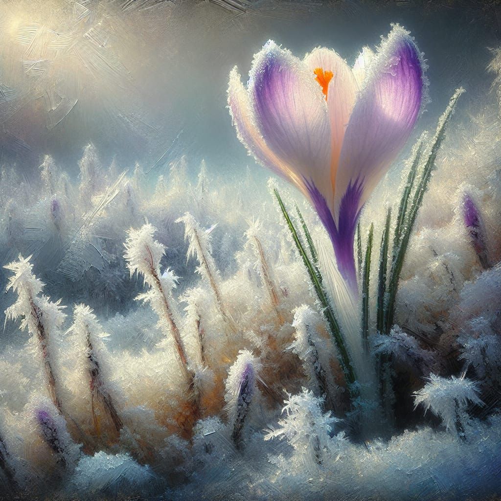 Surreal Spring Bloom in Oil Painting Style