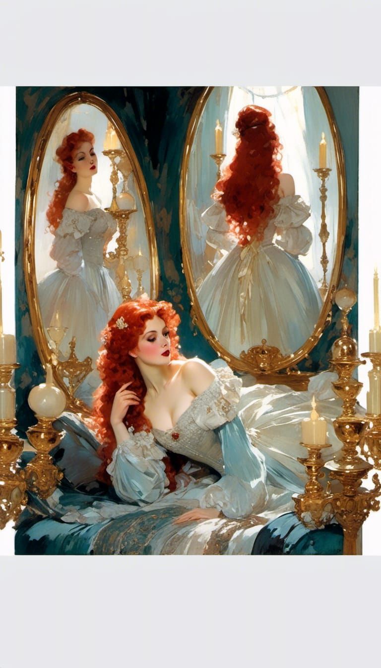 Victorian Vampire Portrait in Edward Cucuel Style