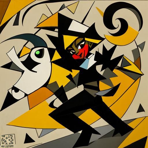 Abstract Cubist Goat Inspired by Kurasov