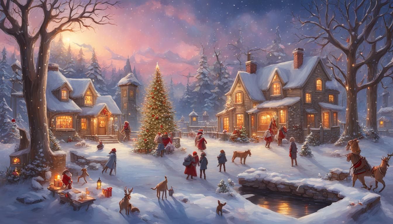 Surreal Christmas Scene Generated by AI