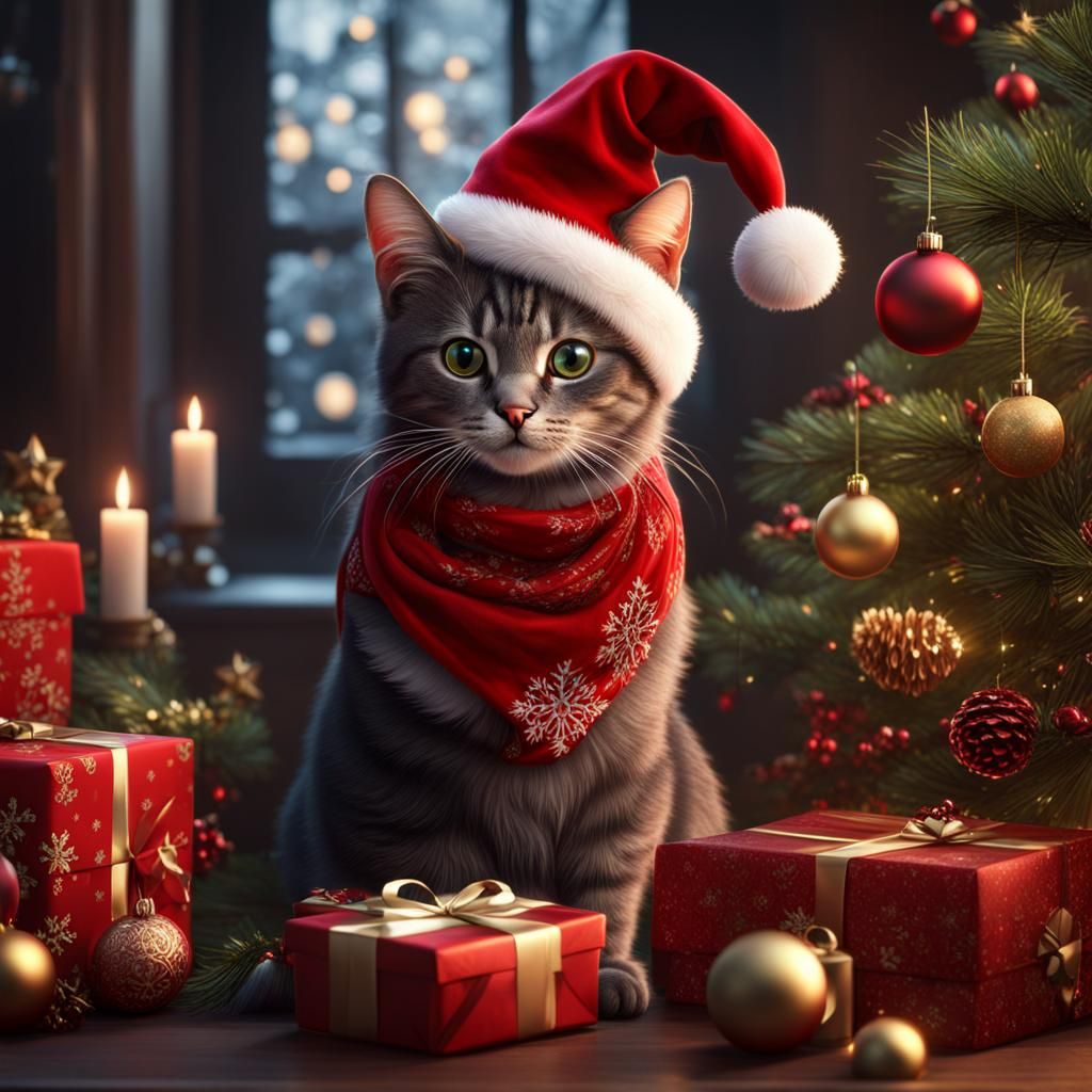 Babushka Cat's Christmas Preparation: Detailed Matte Paintin...