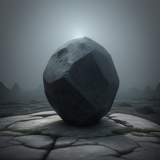 Mysterious Stone with Glowing Runes in Desolate Landscape