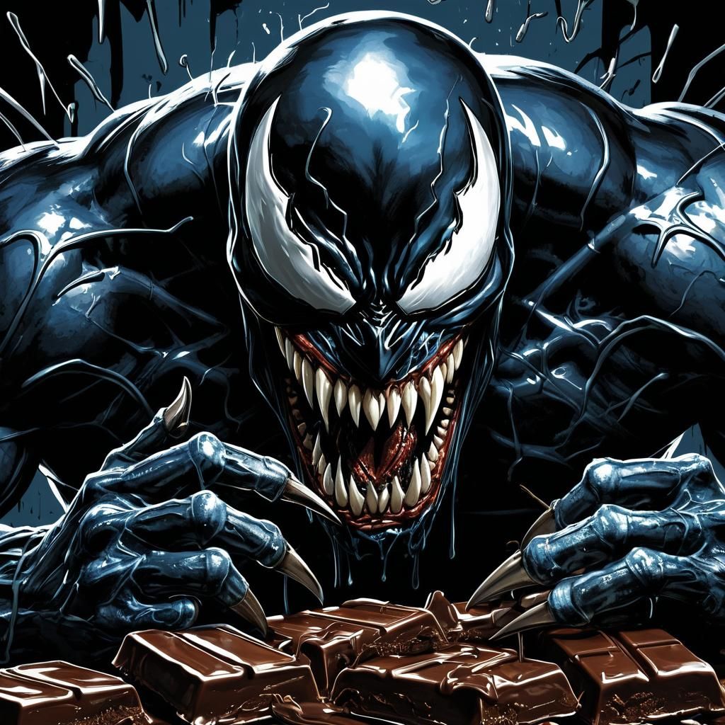 Venom Devouring Wolverine in Sci-Fi Illustration