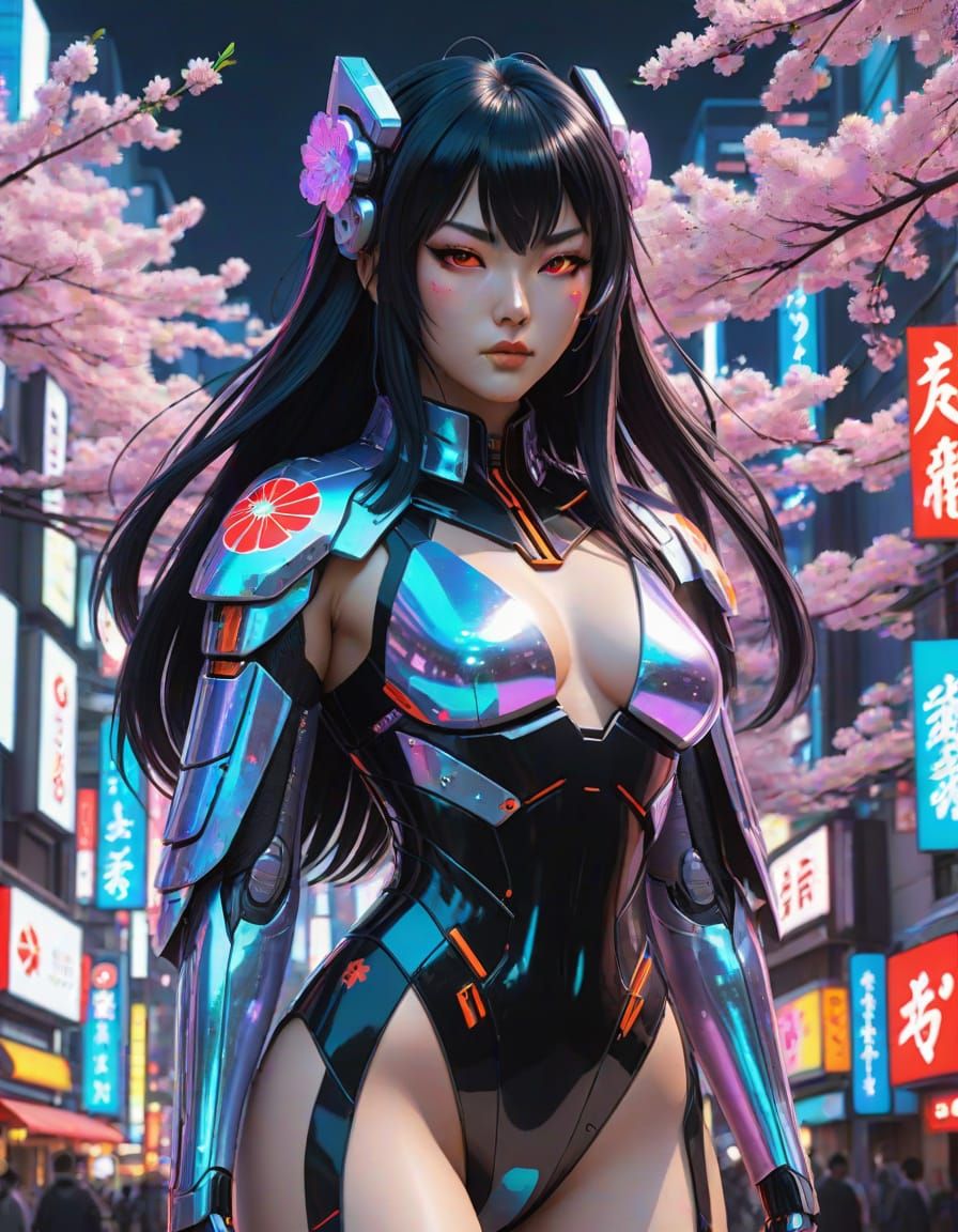 Amaterasu Cyberpunk Hacker in Neon Tokyo