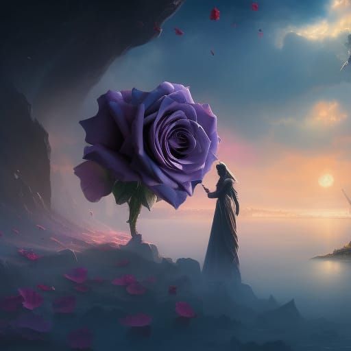 Detailed Digital Art: A Rose in Deep Color