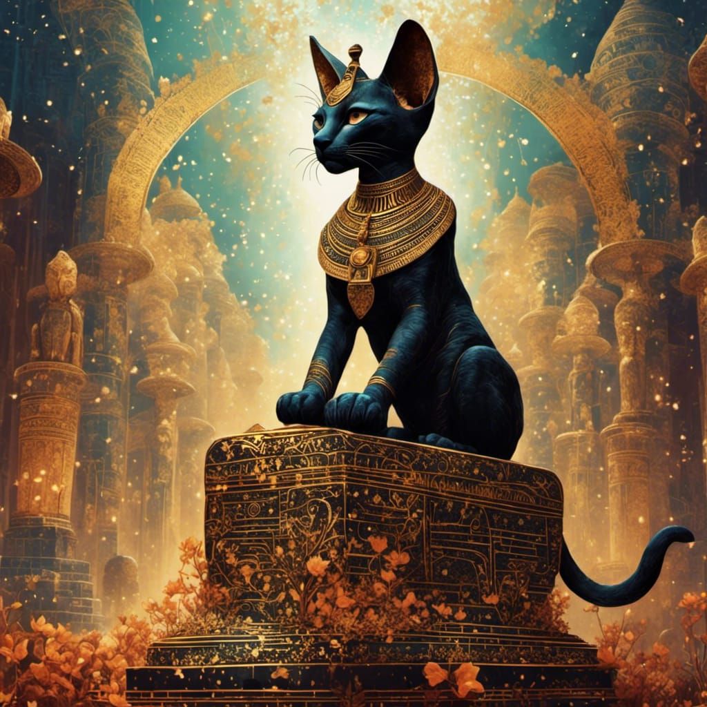 Golden Statue of Egyptian Goddess Bastet
