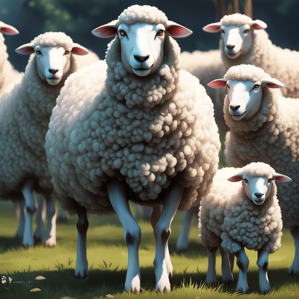 Anime Style 3D Sheep Digital Art