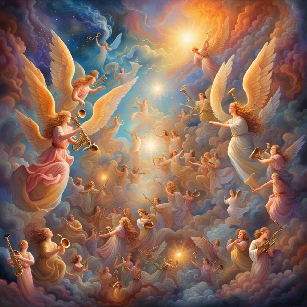 Angelic Saxophone Concert in Heaven's Cosmic Symphony