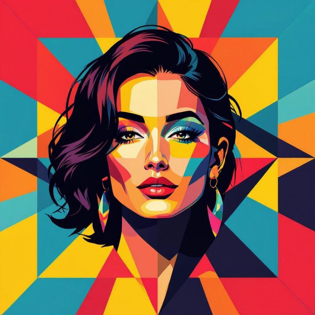 Geometric Bauhaus Pop Art with Triadic Colors