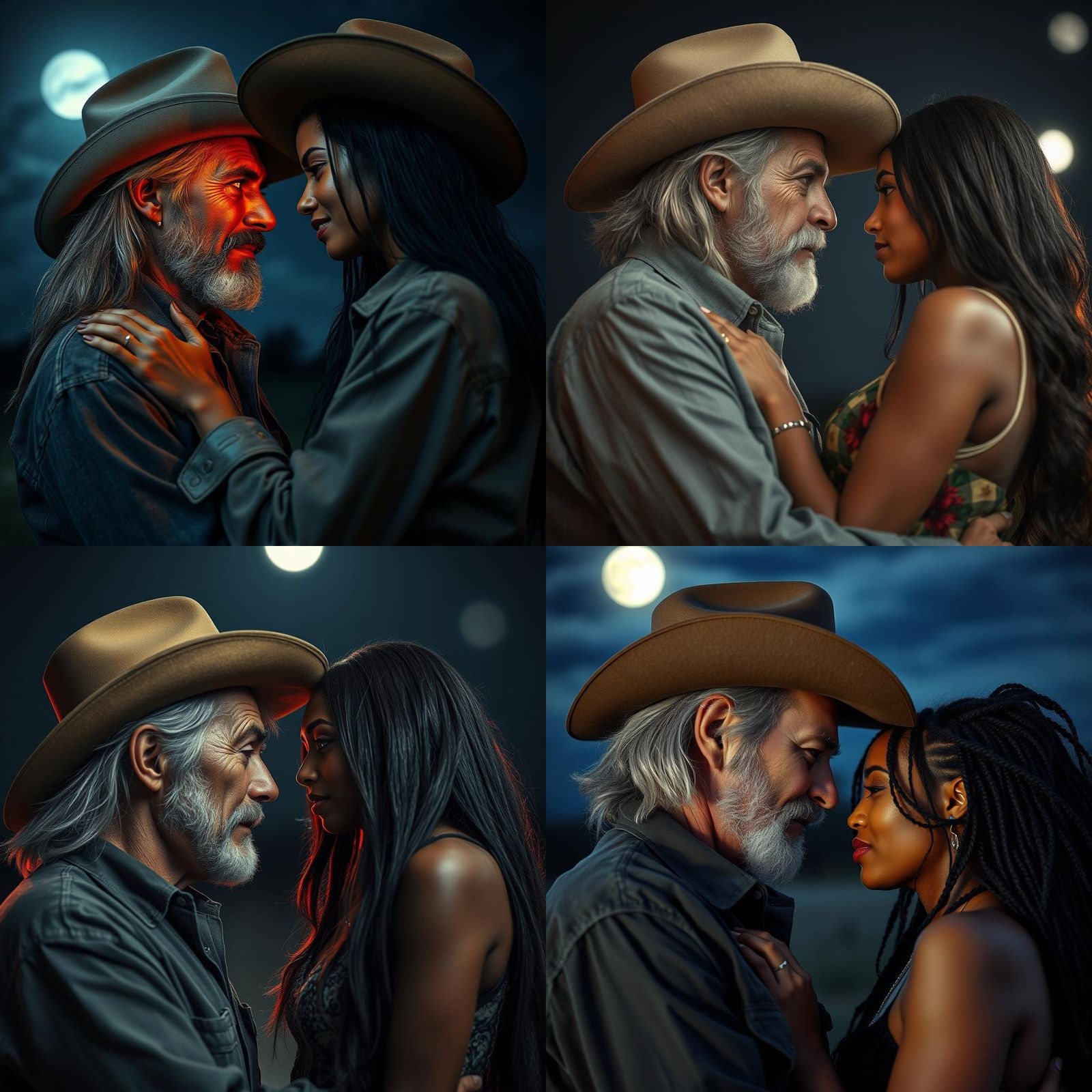 Cowboy's Moonlit Farewell: A Hyperrealistic Image