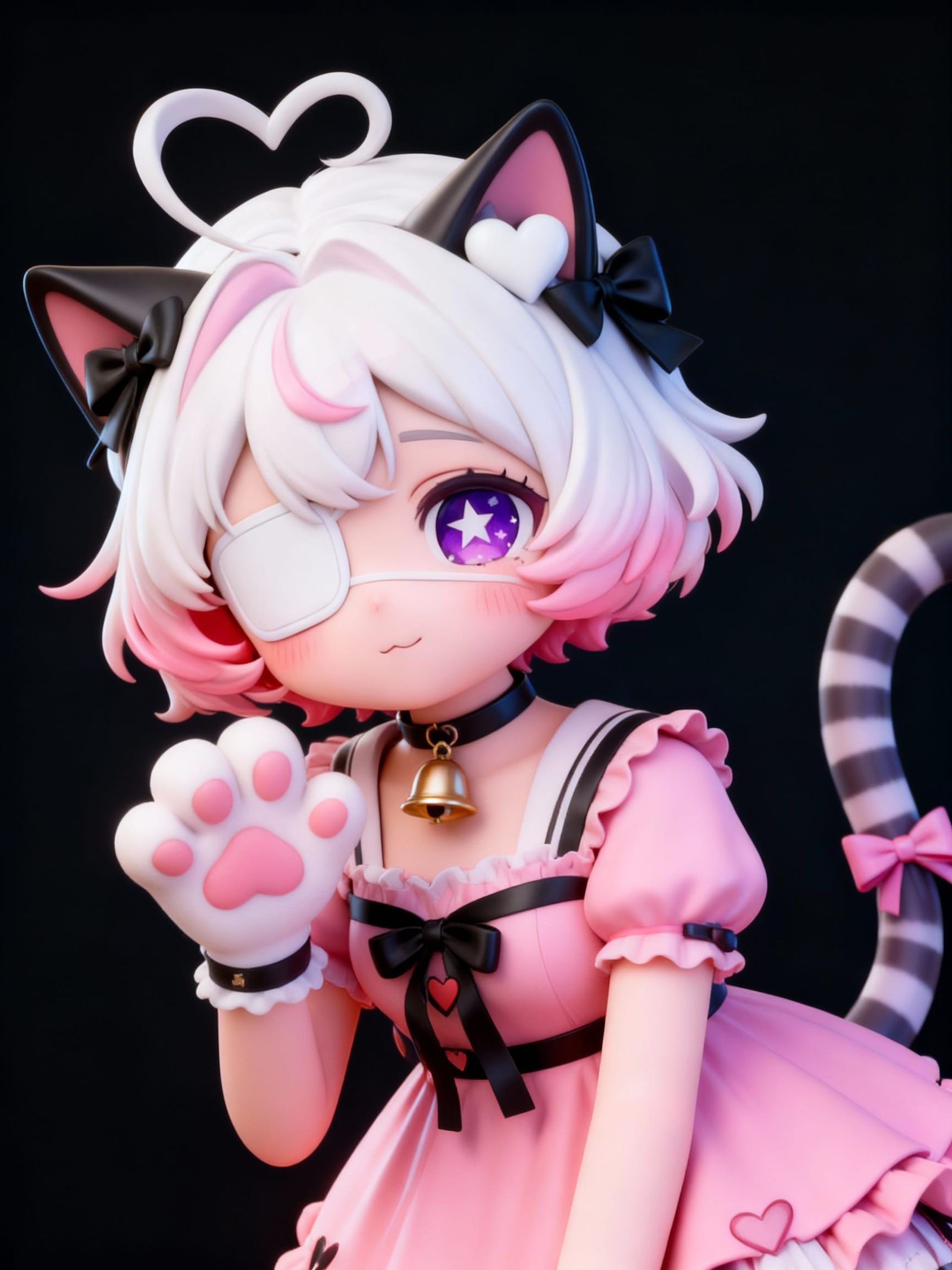 Kawaii Chibi Catgirl In Pastel Goth Style