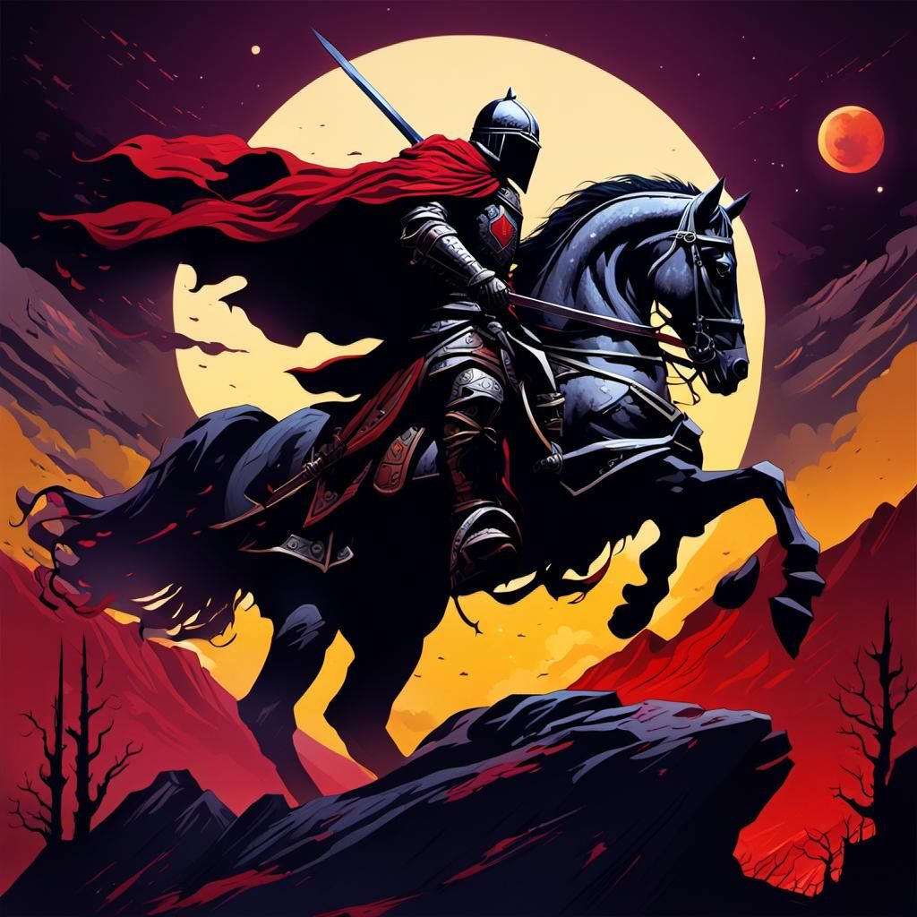 Dark Fantasy Knight Ascending, Hyperdetailed Digital Art